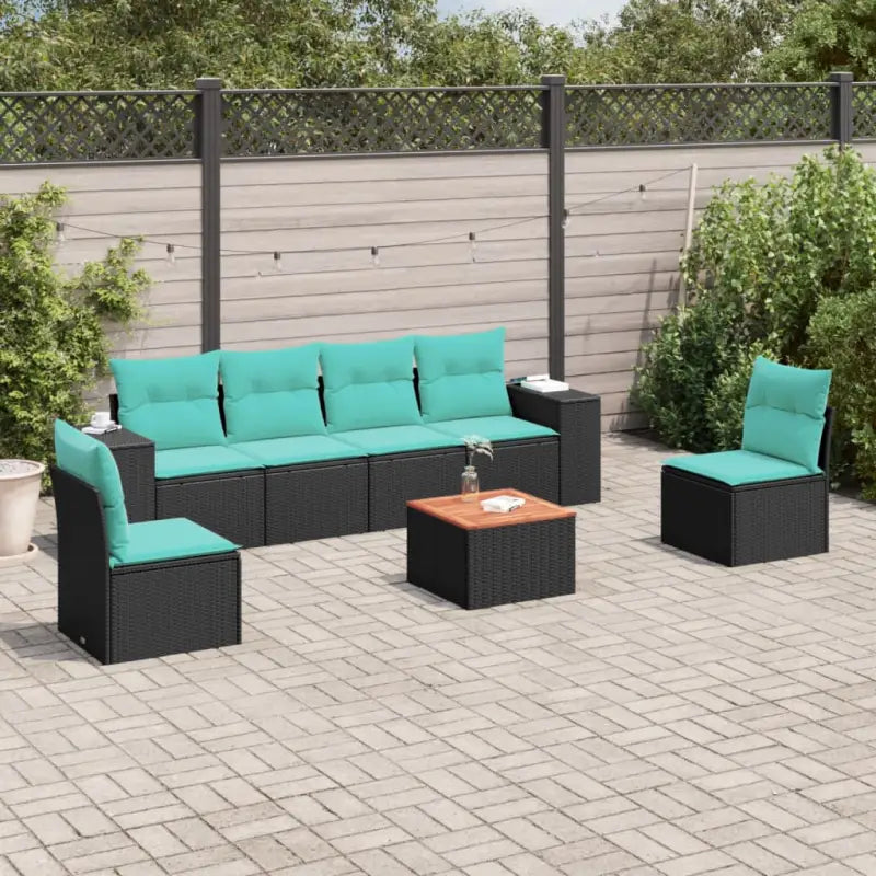 Loungeset voor tuin of terras met grijs materiaal en gepoedercoat staal - Zwart en blauw - Tuinsets
