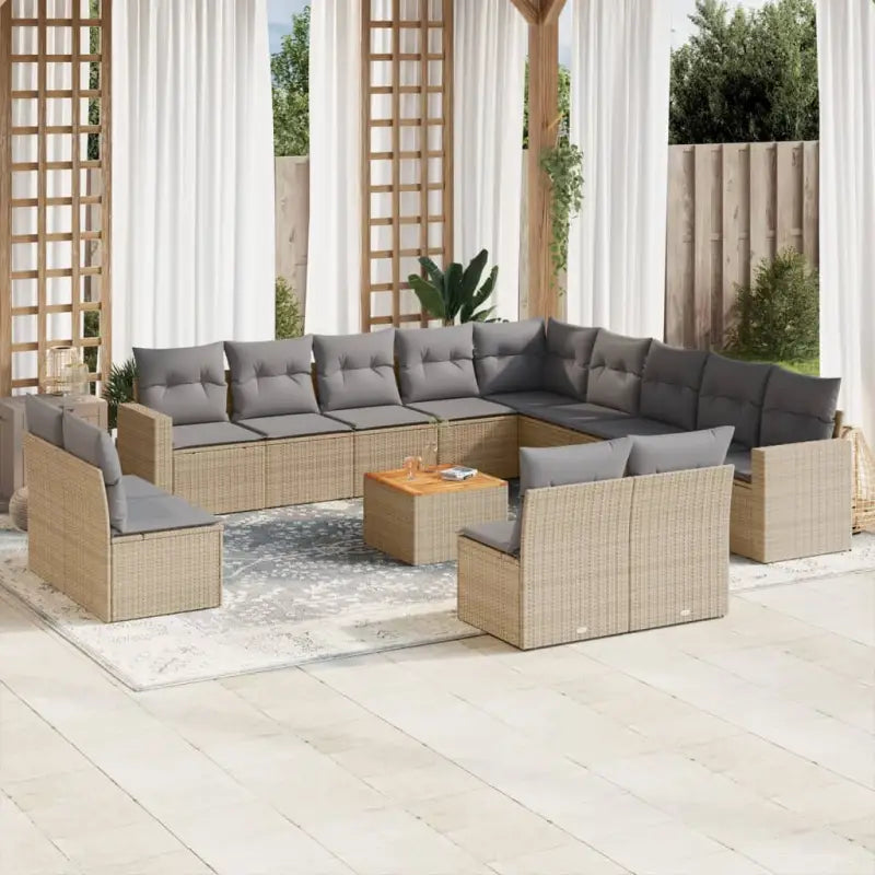 Loungeset voor tuin of terras met grijs materiaal en gepoedercoat staal - Beige en grijs - Tuinsets