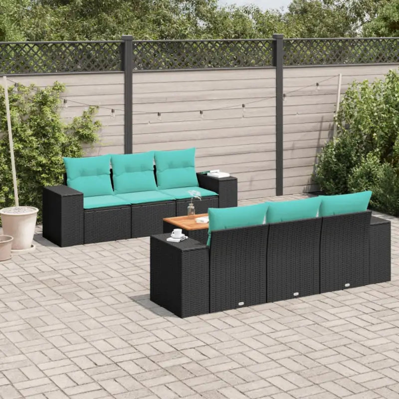 Loungeset voor tuin of terras met grijs materiaal en gepoedercoat staal - Zwart en blauw - Tuinsets