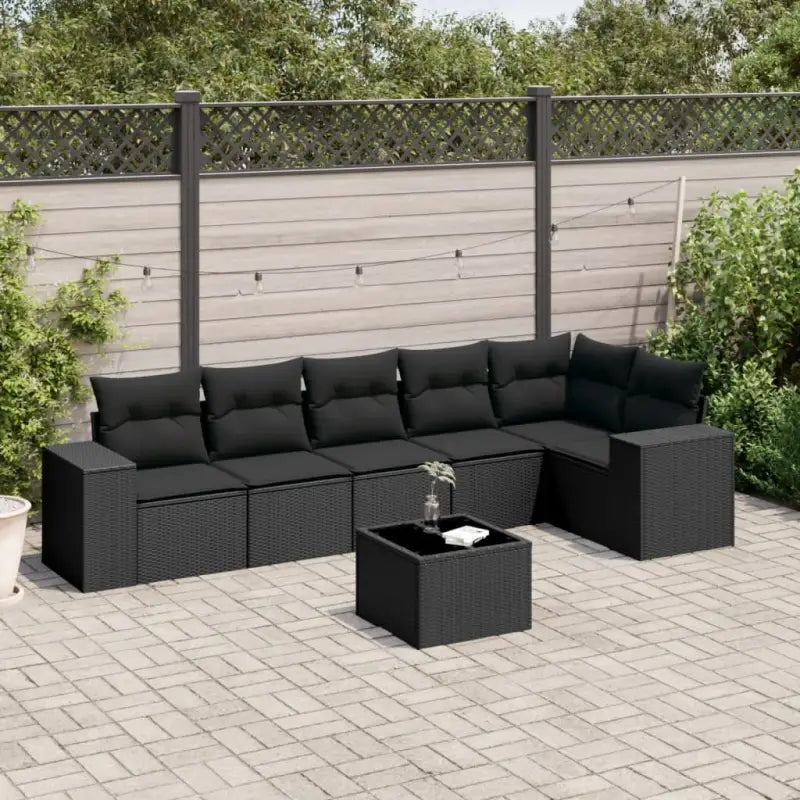 Loungeset voor tuin of terras met waterdichte tas en beige materiaal - Zwart / Met tafel - Tuinsets