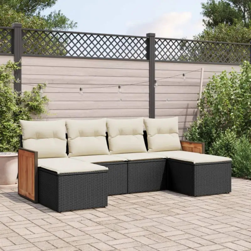 Loungeset voor tuin of terras met waterdichte zak en grijs materiaal - Zwart en crème / Zonder tafel - Tuinsets