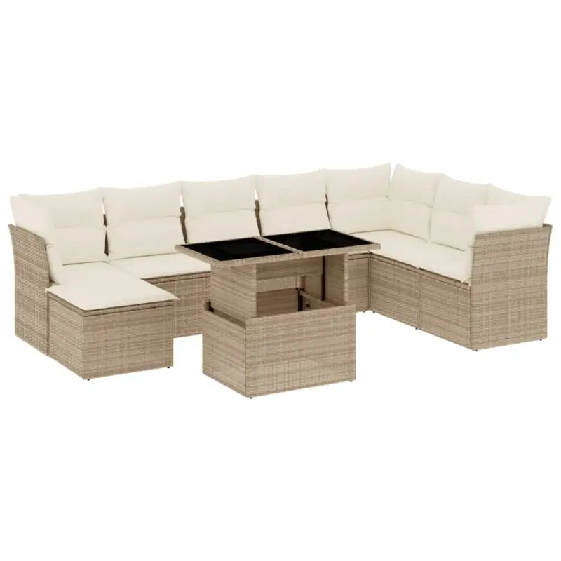Loungeset voor tuin of terras van beige materiaal en gepoedercoat staal - Tuinsets