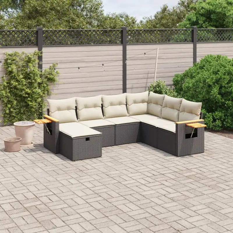 Loungest set met gepoedercoat staal zwart materiaal en afmetingen - Zwart en crème / Zonder tafel - Tuinsets