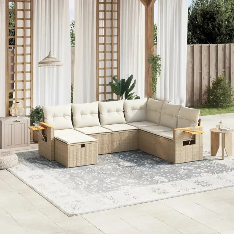 Loungest set met gepoedercoat staal zwart materiaal en afmetingen - Beige / Zonder tafel - Tuinsets