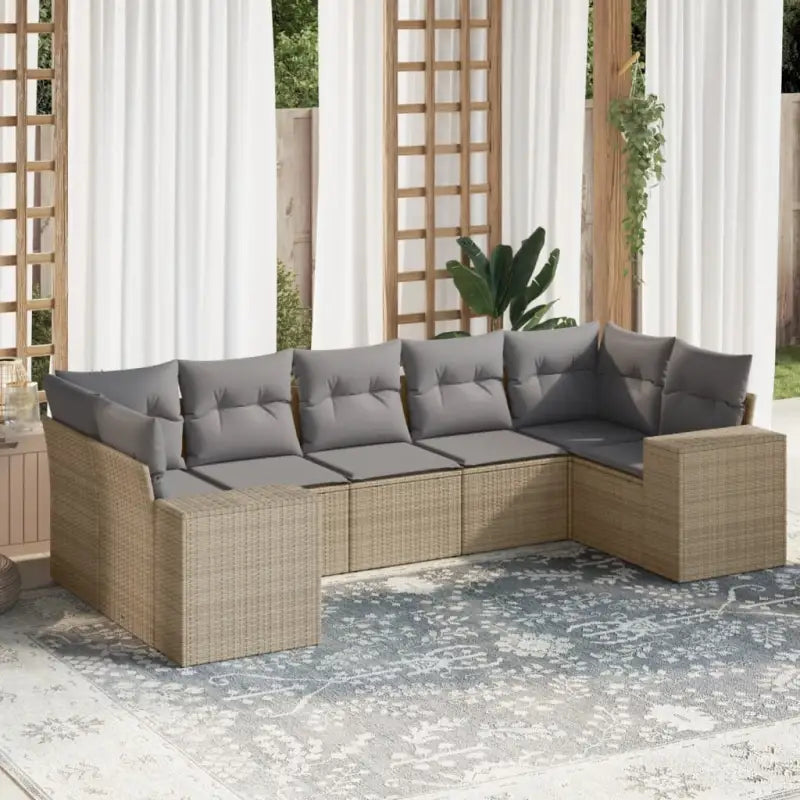 Loungetafel van Beige Materiaal met Gepoedercoat Staal Afmetingen - Beige en grijs - Tuinsets