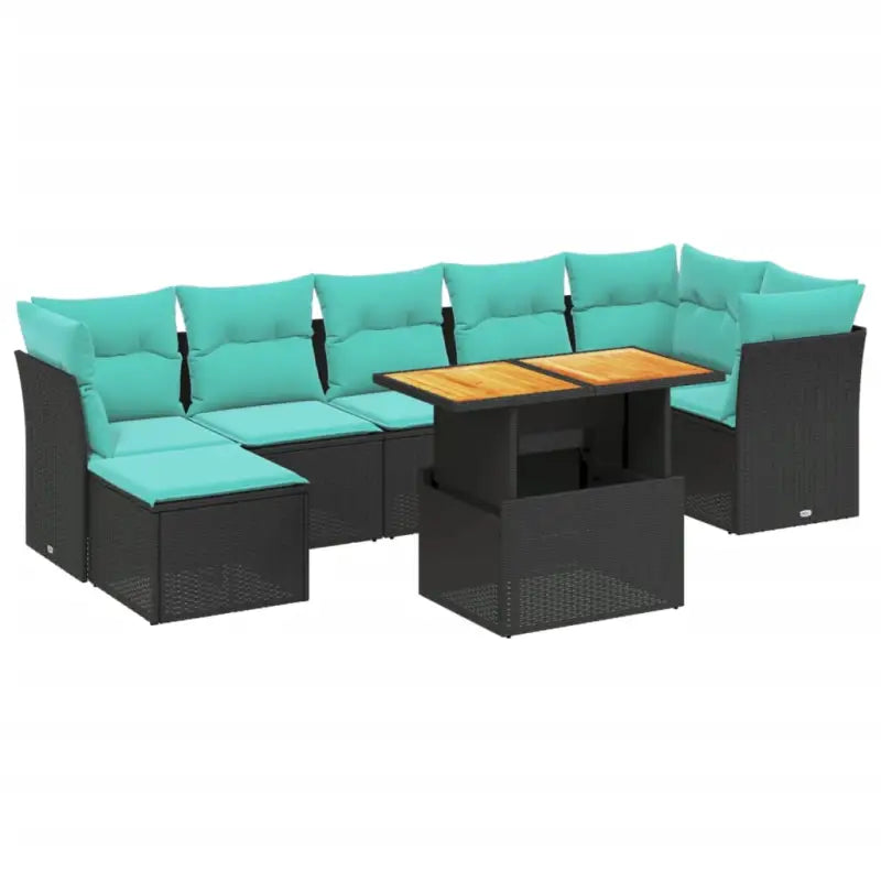 Loungetekstafel set in zwart materiaal en gepoedercoat staal afmetingen - Tuinsets