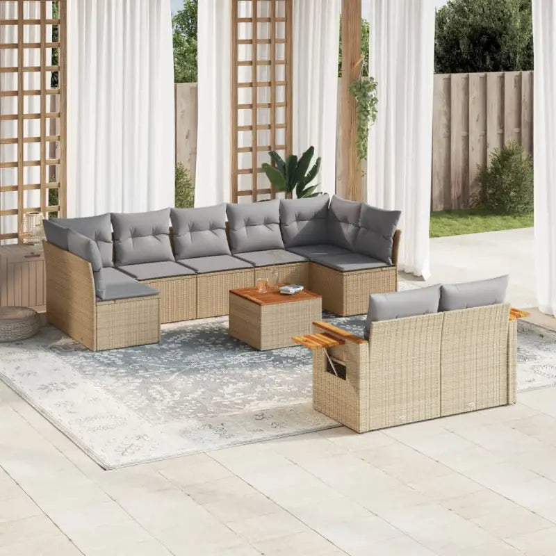 Loungetoestel voor tuin met zwart materiaal en waterdichte tas - Beige en grijs / Met tafel - Tuinsets
