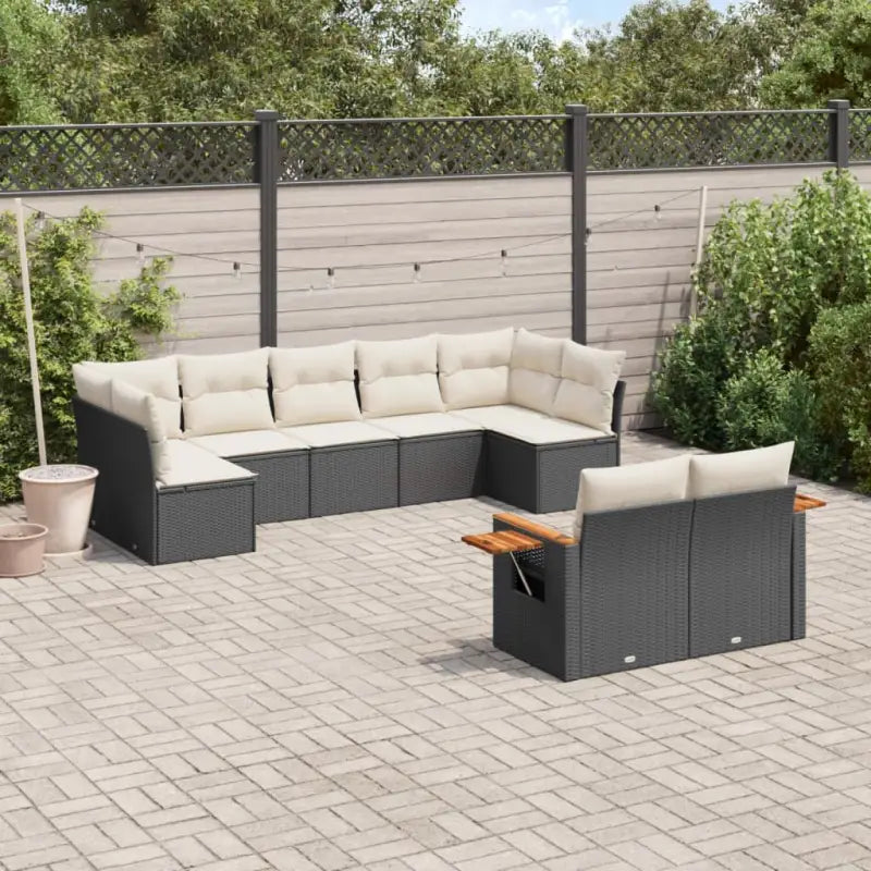 Loungetoestel voor tuin met zwart materiaal en waterdichte tas - Zwart en crème / Zonder tafel - Tuinsets