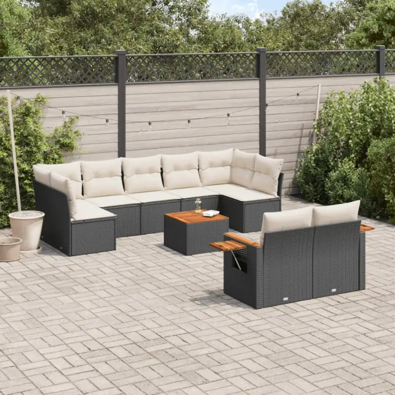 Loungetoestel voor tuin met zwart materiaal en waterdichte tas - Zwart en crème / Met tafel - Tuinsets