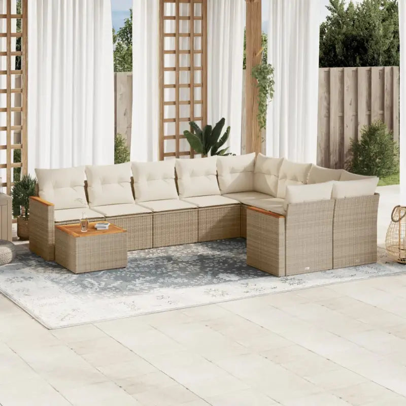 Loungetuig met beige materiaal en gepoedercoat staal voor buiten - beige en crèmekleurig - Tuinsets