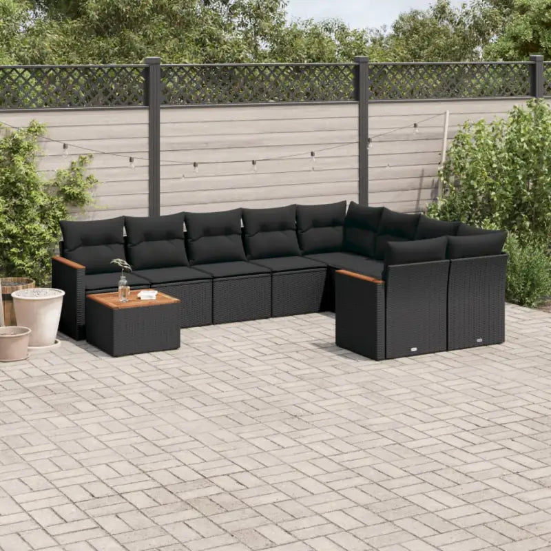 Loungetuig met beige materiaal en gepoedercoat staal voor buiten - Zwart - Tuinsets
