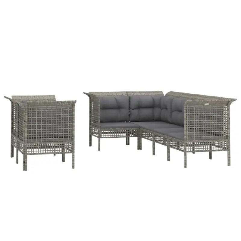 Loungetuinset in grijs materiaal met poly rattan en gepoedercoat staal - Tuinsets