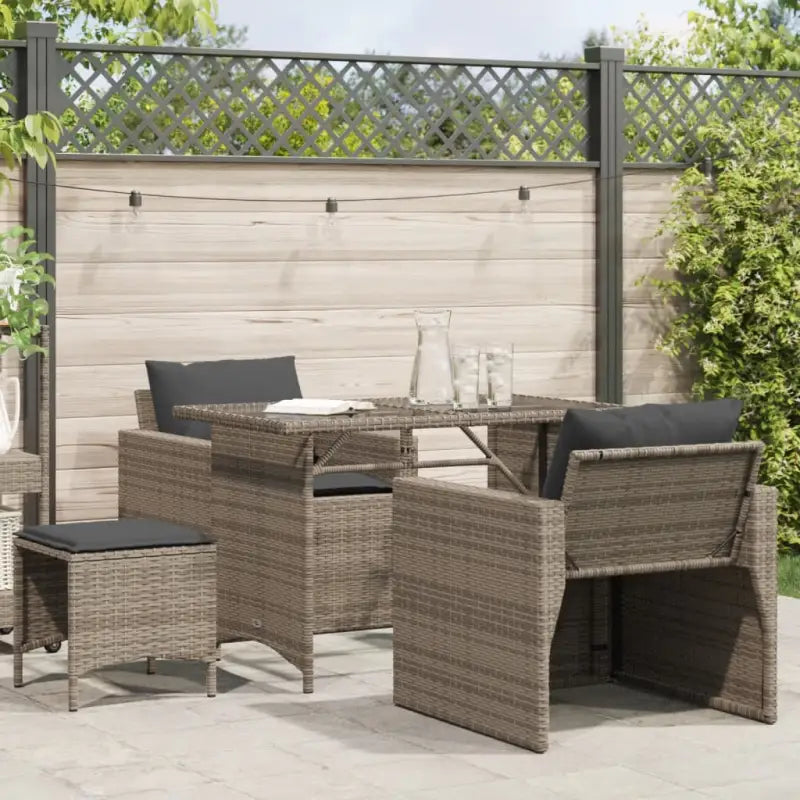 Loungetuinset in Zwart Materiaal met Poly Rattan en Gepoedercoat Staal - Grijs - Tuinsets