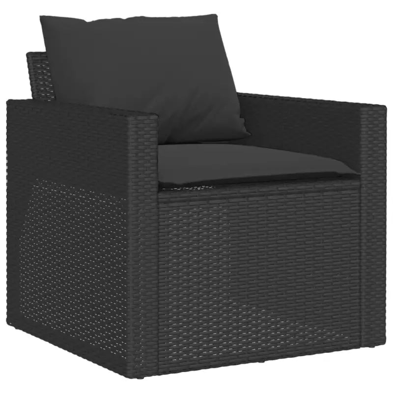 Loungetuinset in Zwart Materiaal met Poly Rattan en Gepoedercoat Staal - Tuinsets