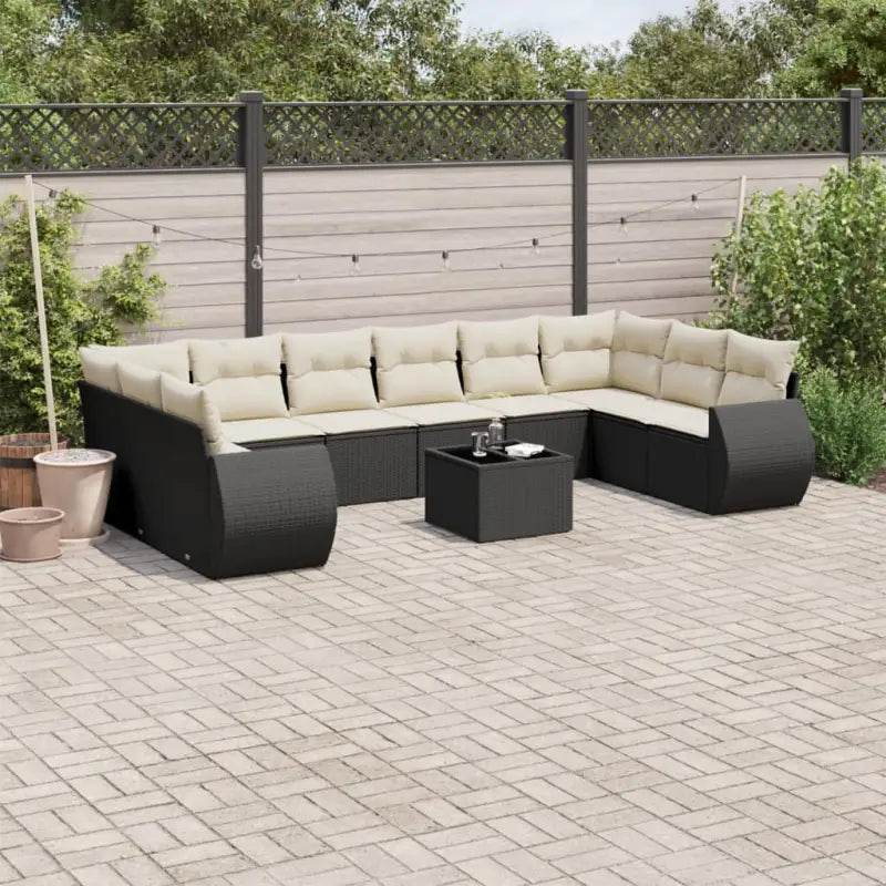 Loungetuinset in zwart materiaal met waterdichte tas en gepoedercoat staal - Zwart en crème / Met tafel - Tuinsets