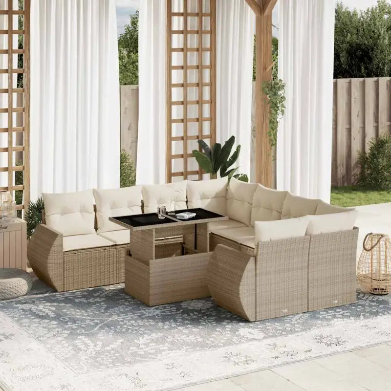 Loungetuinset met beige materiaal en gepoedercoat staal afmetingen - Tuinsets
