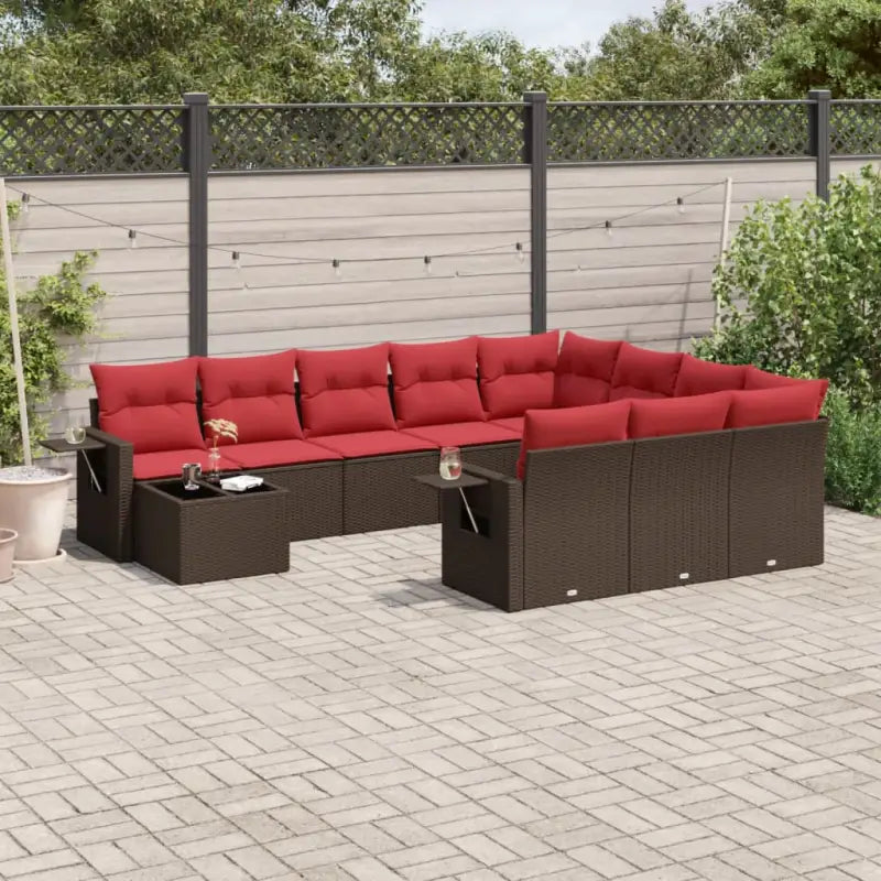 Loungetuinset met bruin materiaal en gepoedercoat staalafmetingen - Bruin - Tuinsets