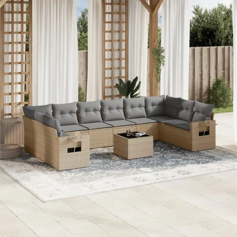 Loungetuinset met gepoedercoat staal en afmetingen in zwart materiaal - Beige en grijs / Zonder tafel - Tuinsets
