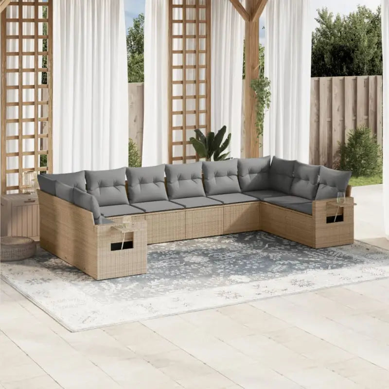 Loungetuinset met gepoedercoat staal en afmetingen in zwart materiaal - Beige en grijs / Met tafel - Tuinsets