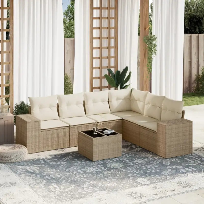 Loungetuinset met waterdichte tas en beige materiaal in gepoedercoat staal - beige en crèmekleurig / Met tafel
