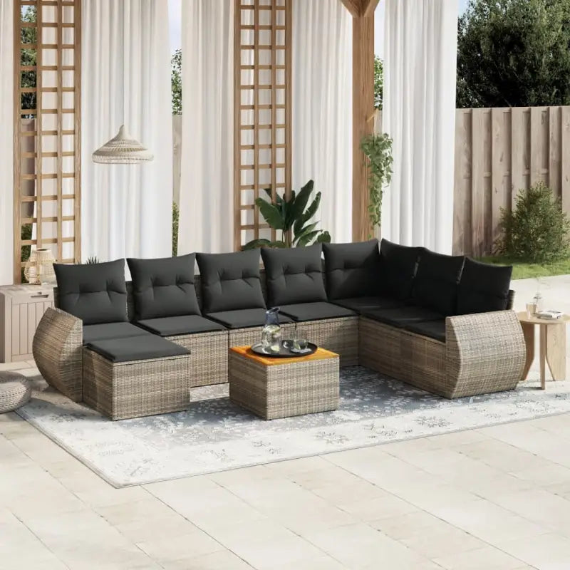 Loungetuinset van beige materiaal en gepoedercoat staal met afmetingen - Grijs - Tuinsets