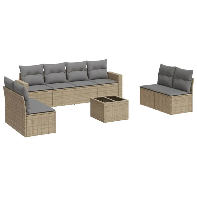 Loungetuinset van beige materiaal en gepoedercoat staal afmetingen - Tuinsets