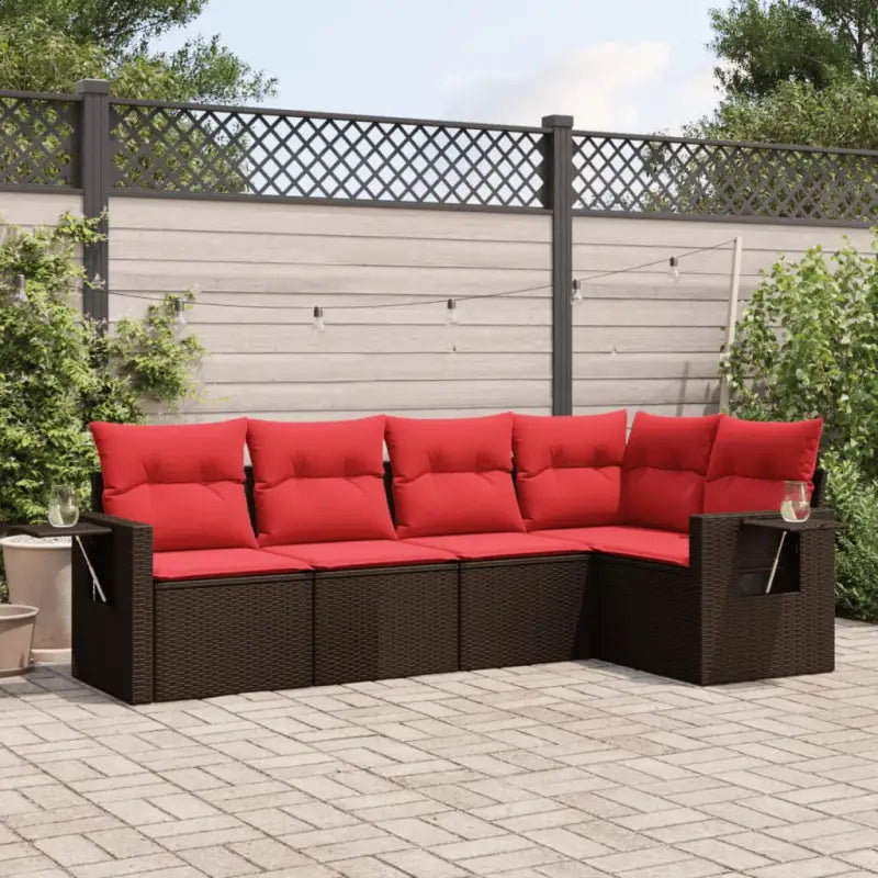 Loungetuinset van gepoedercoat staal met waterdichte tas en afmetingen - Bruin en rood / Zonder tafel - Tuinsets