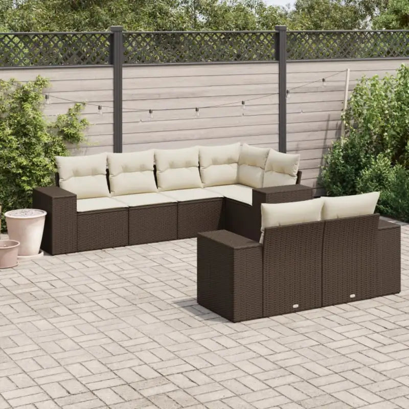 Loungetuinset van grijs gepoedercoat staal met comfortabele afmetingen - Bruin en crème - Tuinsets