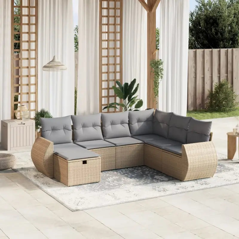Loungetuinset van zwart materiaal en gepoedercoat staal met afmetingen - Beige en grijs / Zonder tafel - Tuinsets