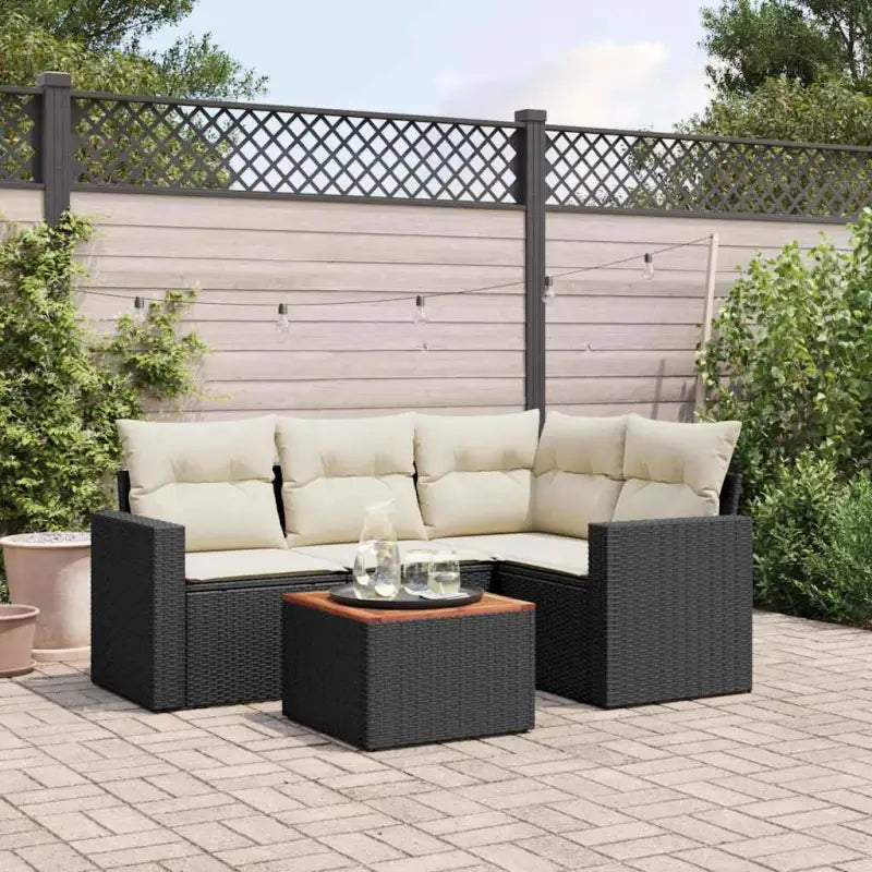 LoungeTuinstoel Set in Beige Material met Waterdichte Tas en Gepoedercoat Staal - Zwart en crème - Tuinsets