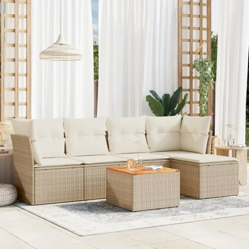 Loungezets voor tuin van zwart materiaal met gepoedercoat staal - beige en crèmekleurig - Tuinsets