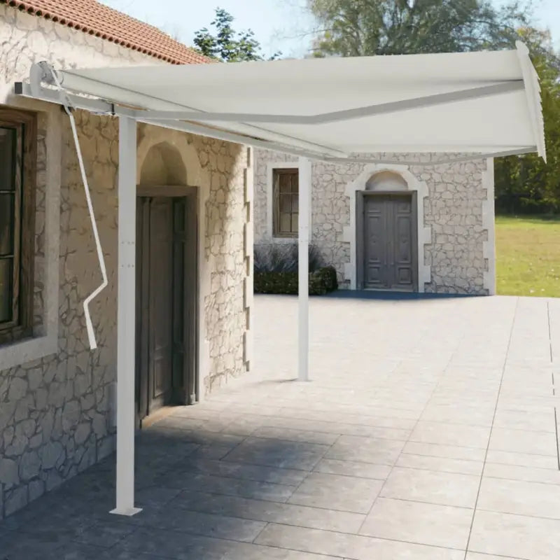 Luifelpaalset voor extra stabiliteit en schaduw op terras en tuin - Wit / 450 x 245 cm / 1 - Zonwering