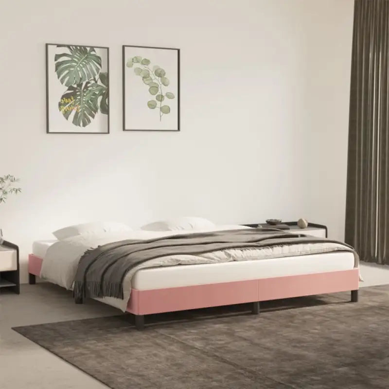 Luxe bedframe met multiplex lattenbodem en zachte fluwelen bekleding - Roze / 160 x 200 cm / 25 cm - Bedden & bedframes