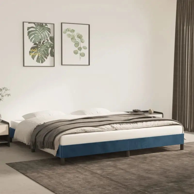 Luxe bedframe met multiplex lattenbodem en zachte fluwelen bekleding - Donkerblauw / 200 x 200 cm / 25 cm - Bedden &
