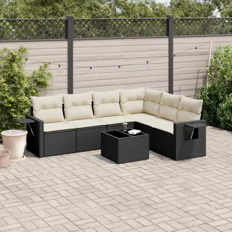 Luxe tuinsets van gepoedercoat staal met beige materiaal en waterdichte tas - Zwart en crème / Met tafel - Tuinsets