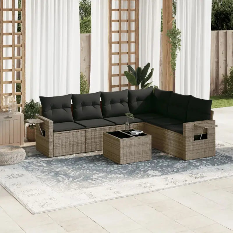 Luxe tuinsets van gepoedercoat staal met beige materiaal en waterdichte tas - Grijs / Met tafel - Tuinsets