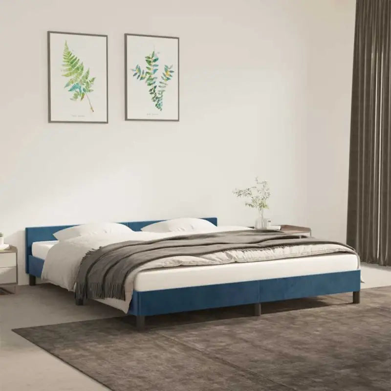 Luxueus bedframe met hoofdeinde en multiplex lattenbodem - Blauw / 160 x 200 cm - Bedden & bedframes