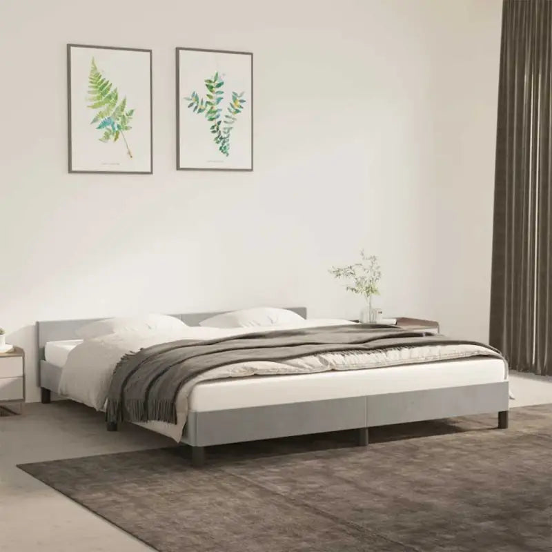 Luxueus bedframe met hoofdeinde en multiplex lattenbodem - Lichtgrijs / 160 x 200 cm - Bedden & bedframes