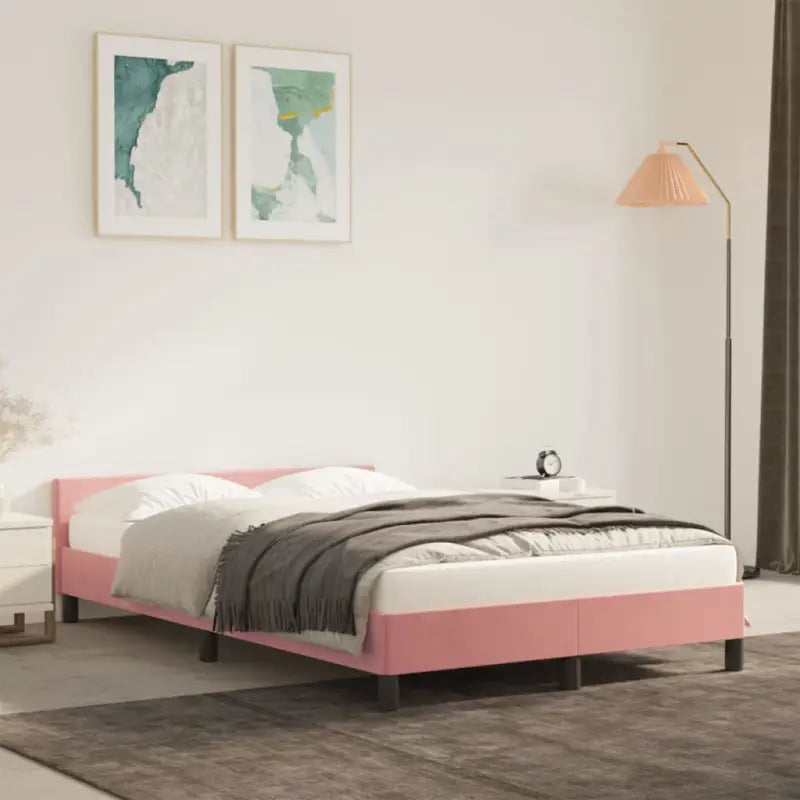 Luxueus bedframe met hoofdeinde en multiplex lattenbodem - Roze / 120 x 190 cm - Bedden & bedframes