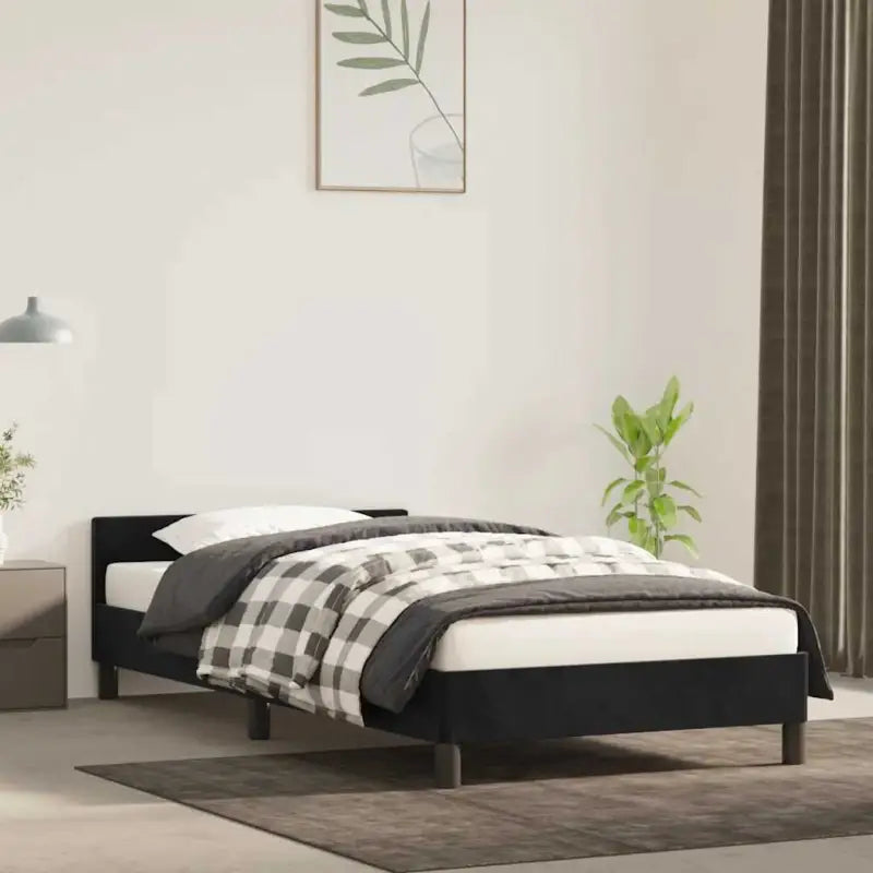 Luxueus bedframe met hoofdeinde en multiplex lattenbodem - Zwart / 90 x 190 cm - Bedden & bedframes