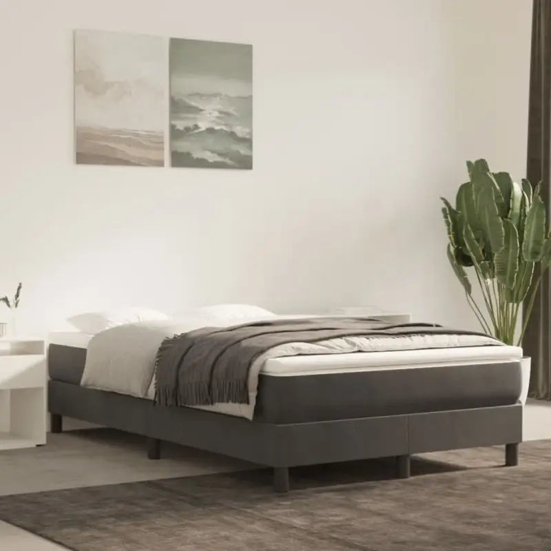 Luxueus bedframe met multiplex lattenbodem en fluweel bekleding - Donkergrijs / 120 x 200 cm / 25 cm - Bedden &