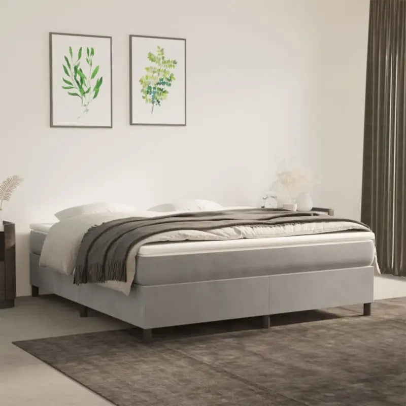Luxueus bedframe met multiplex lattenbodem en fluweel bekleding - Lichtgrijs / 160 x 200 cm / 35 cm - Bedden & bedframes