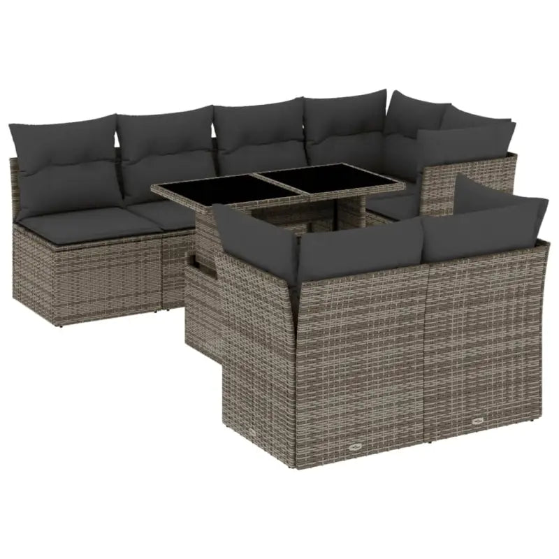 Luxueuze loungeset van zwart materiaal en gepoedercoat staal - Grijs - Tuinsets