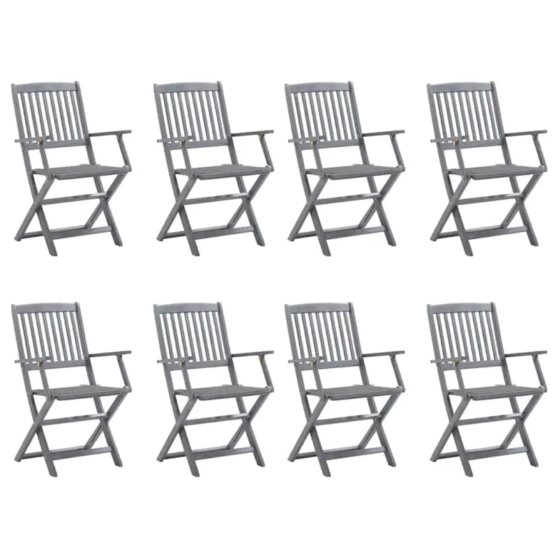 Massief acaciahout tuinstoelen met kussens voor tuin en terras - Grijs / 8 - Tuinstoelen