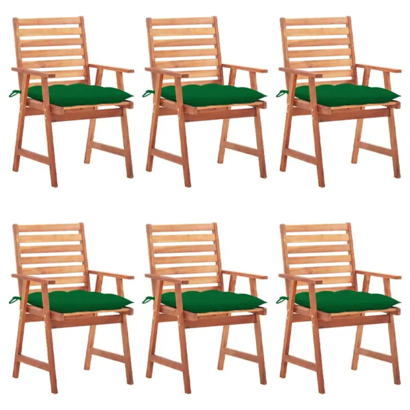 Massief acaciahout tuinstoelen set met kussens voor buiten eten - Groen / 6 - Tuinstoelen