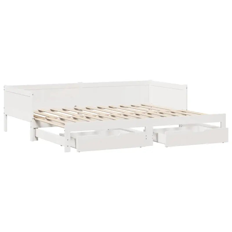 Massief Grenenhout 2-in-1 Slaapbank met Onderschuifbed - Wit / 80 x 200 cm - Bedden & bedframes