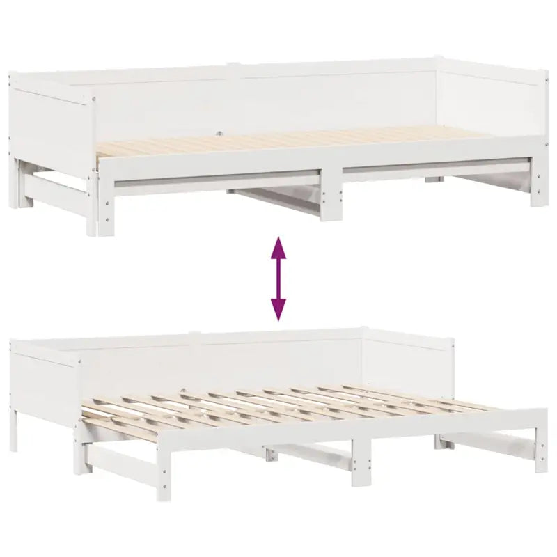 Massief Grenenhout 2-in-1 Slaapbank met Onderschuifbed - Wit / 80 x 200 cm - Bedden & bedframes