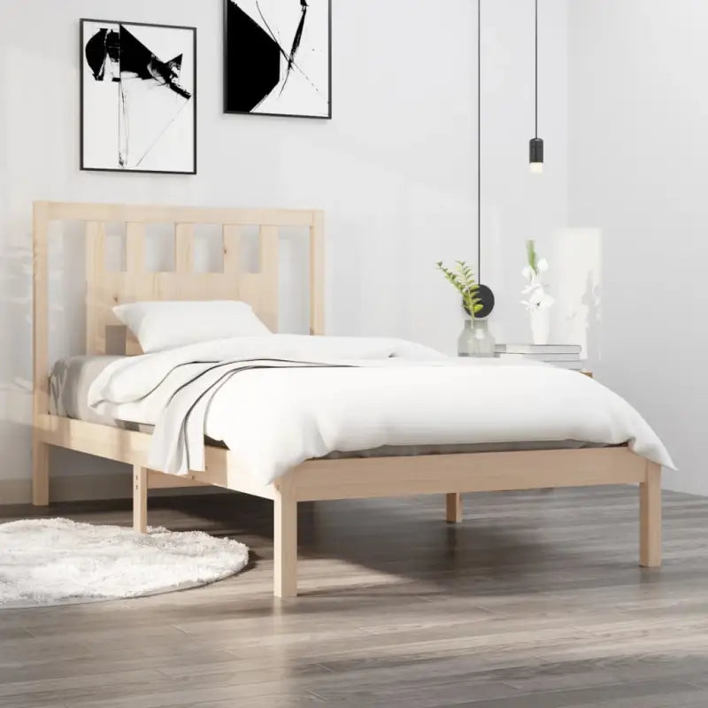 Massief Grenenhout Bedframe met aanvullende ondersteuning en levering bevat - Naturel / 100 x 200 cm - Bedden &