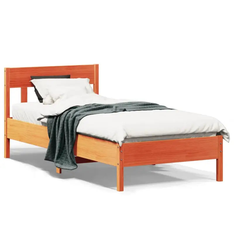 Massief Grenenhout Bedframe met Multiplex Lattenbodem voor Uitstekende Ondersteuning - Bruin / 75 x 190 cm - Bedden &