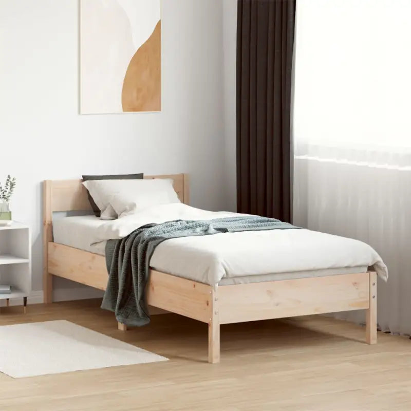 Massief Grenenhout Bedframe met multiplex lattenbodem voor uitstekende ondersteuning - Naturel / 100 x 200 cm - Bedden